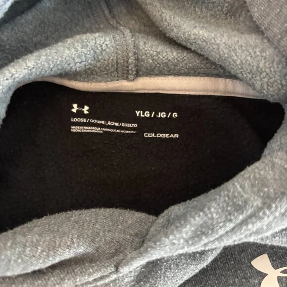 Boys Under Amour Gray and Black Hoodie - Picture 3 of 5